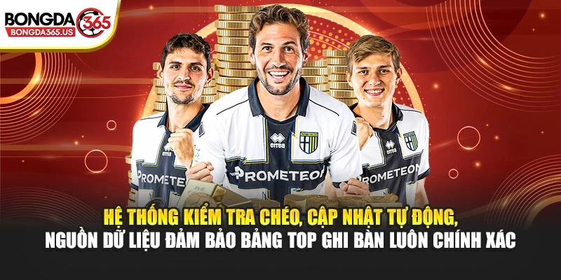 Hệ thống kiểm tra chéo, cập nhật tự động, nguồn dữ liệu đảm bảo bảng top ghi bàn luôn chính xác